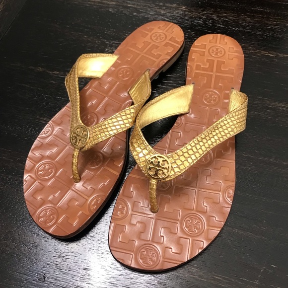 Tory Burch Shoes - {Tory Burch} Gold Snake Skin Thora Sandals